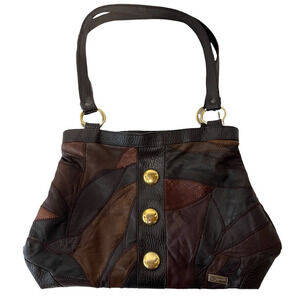 Leather Patchwork Shoulder Strap Agacci Purse Vintage Handbag